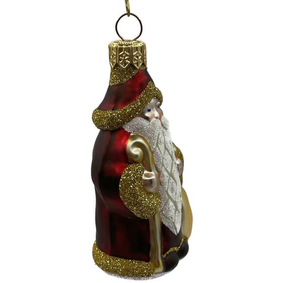 Patricia Breen Ornament Woodland Santa Claus Bordeaux Gold Christmas Tree Decor - Picture 5 of 10